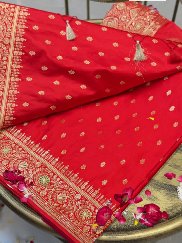 Kattan Banarasi Silk Saree with intricate Aari Sequin Embroidery