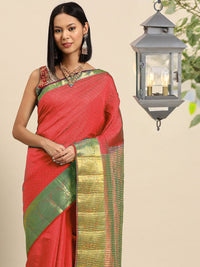 Resham Self Woven Traditional Silk Saree with Gold Zari Border