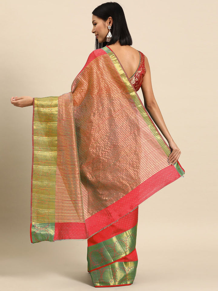 Resham Self Woven Traditional Silk Saree with Gold Zari Border