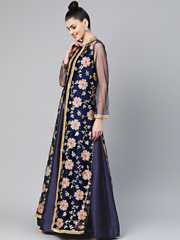 Three Piece Embroidered Jacket style Cocktail gown