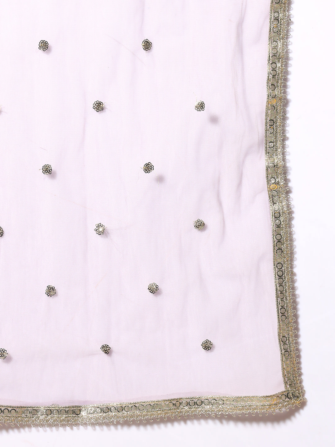 Lavender Thread Embroidery Crop Top With Flared Palazzo & Pocket