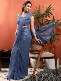 Chhabra 555 Cocktail Bling Flowy Embellished Saree with Allover Sequin Embroidery