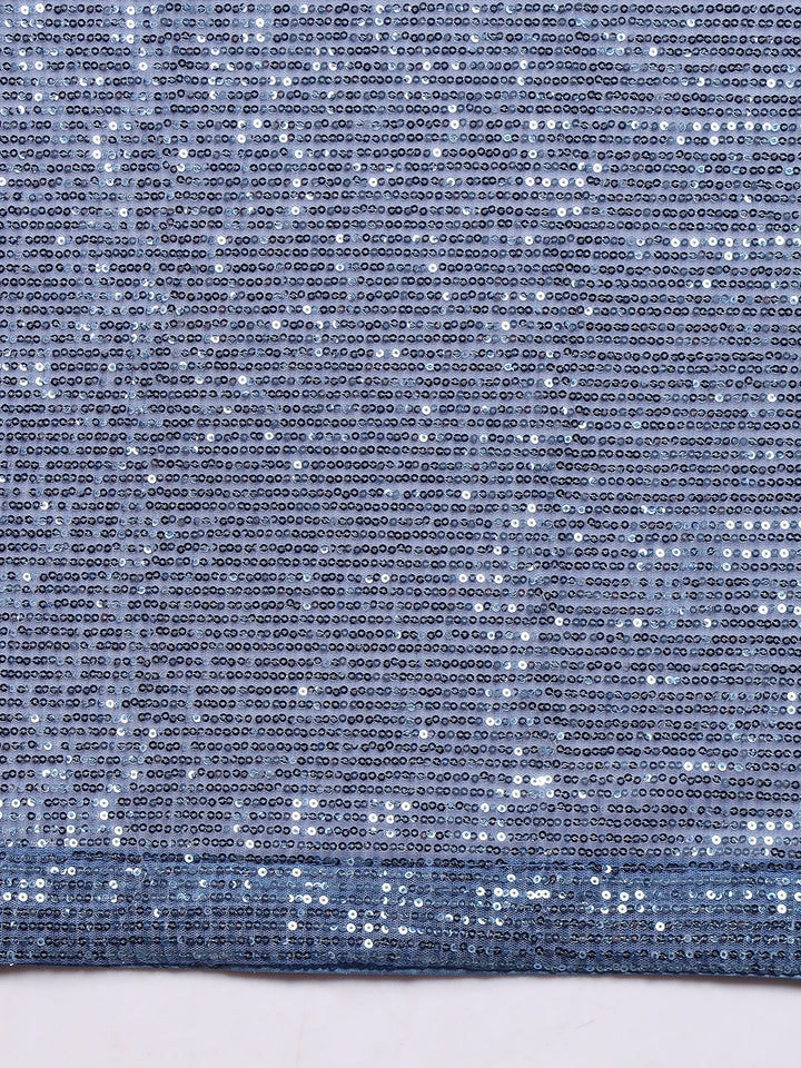 Cocktail Bling Flowy Embellished Saree with Allover Sequin Embroidery