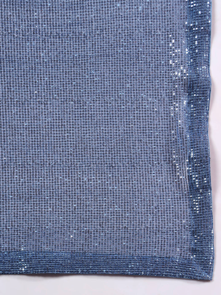 Cocktail Bling Flowy Embellished Saree with Allover Sequin Embroidery