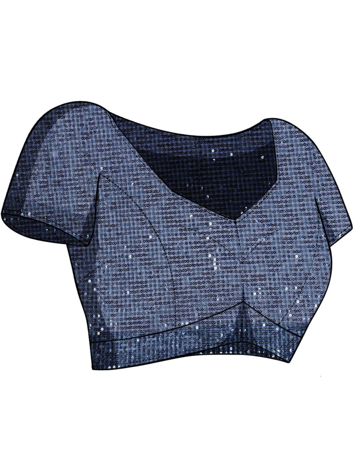 Cocktail Bling Flowy Embellished Saree with Allover Sequin Embroidery