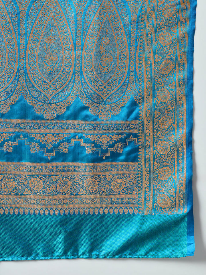 Two- Shaded Zari Resham Woven Banarasi Traditional Handloom Silk Saree