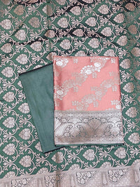 Chhabra 555 Banarasi Silk Dress Material with Contrast Color Weaving & Leheriya Paisley Pattern