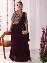 Chhabra 555 Embroidered & Tesseled Choli with Embellished Lehenga with Attached Embellished Dupatta