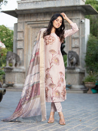 Chhabra 555 Printed & Mirror Work Embellished Straight Kurta With Solid Pant & Printed Dupatta