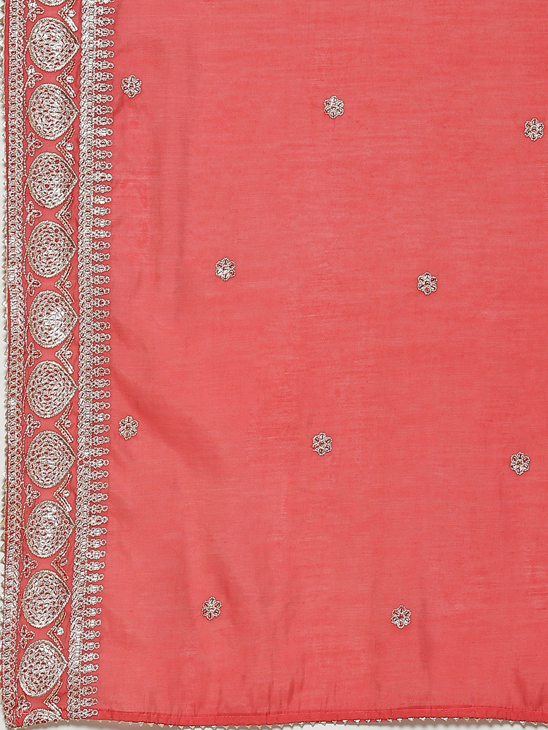Made to Measure Red Printed Art Silk Kurta, Contrast Cream Readymade Sharara Set with Sequence Zari Embroiderd Dupatta