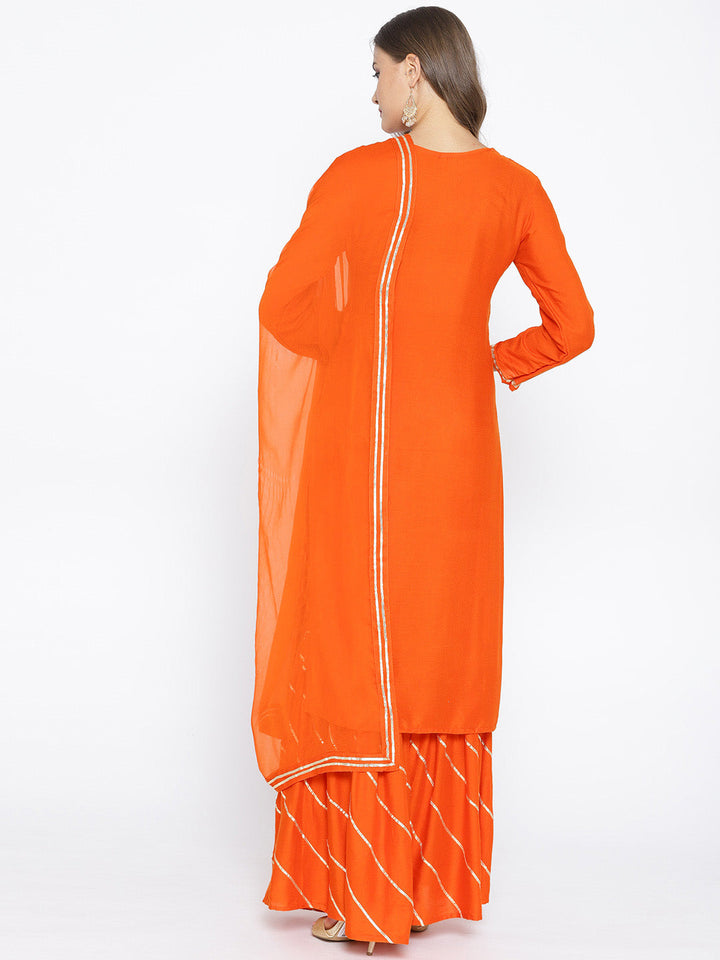 Gota Patti Embroidered Kurta Set with Striped Sharara