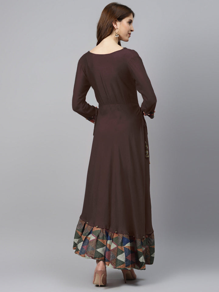 Made to Measure Assymetrical Flared Dress with Cowl style neck and Ikat inspired print