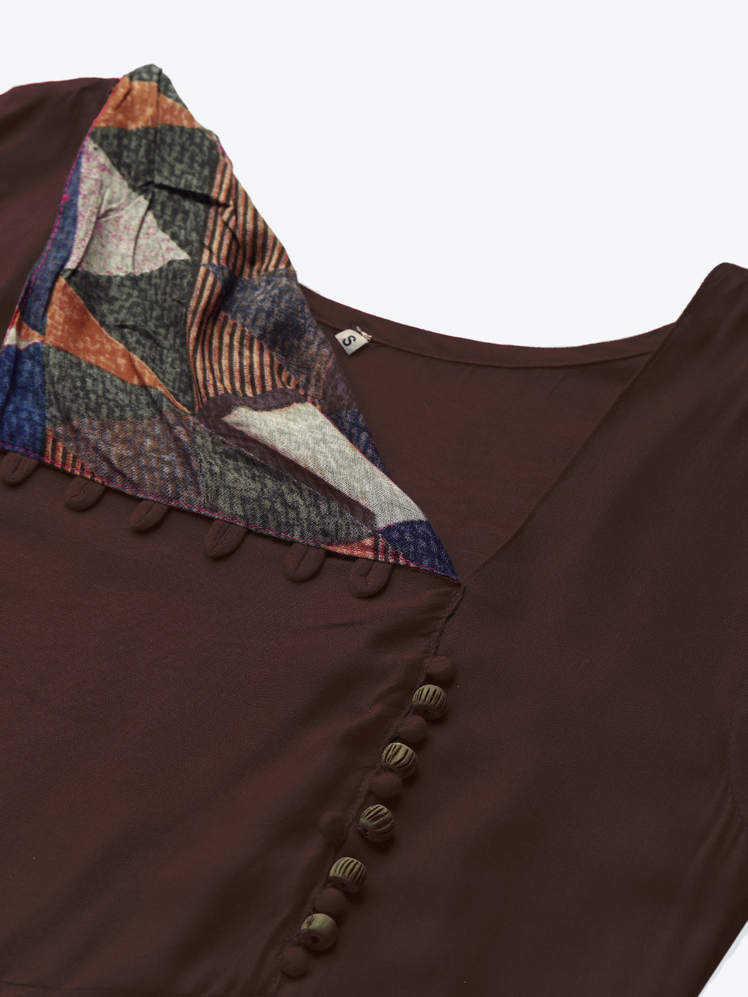 Made to Measure Assymetrical Flared Dress with Cowl style neck and Ikat inspired print