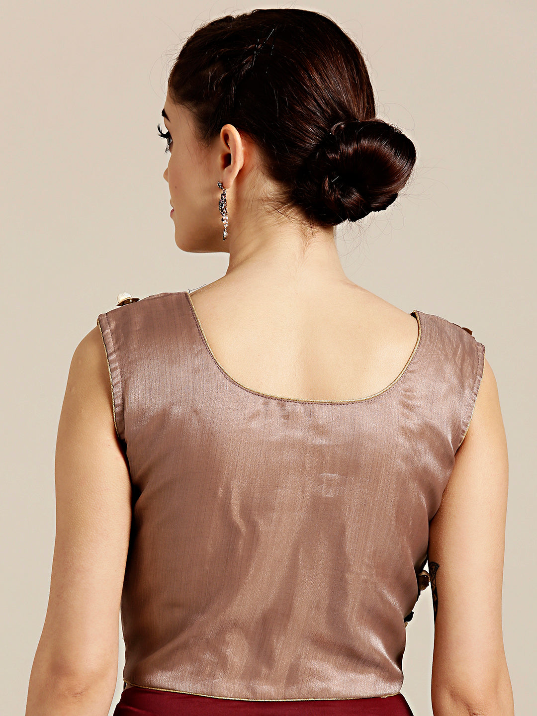 Draped Ruffled Pre-stitched Saree with Embellished Floral Crop Top Blouse