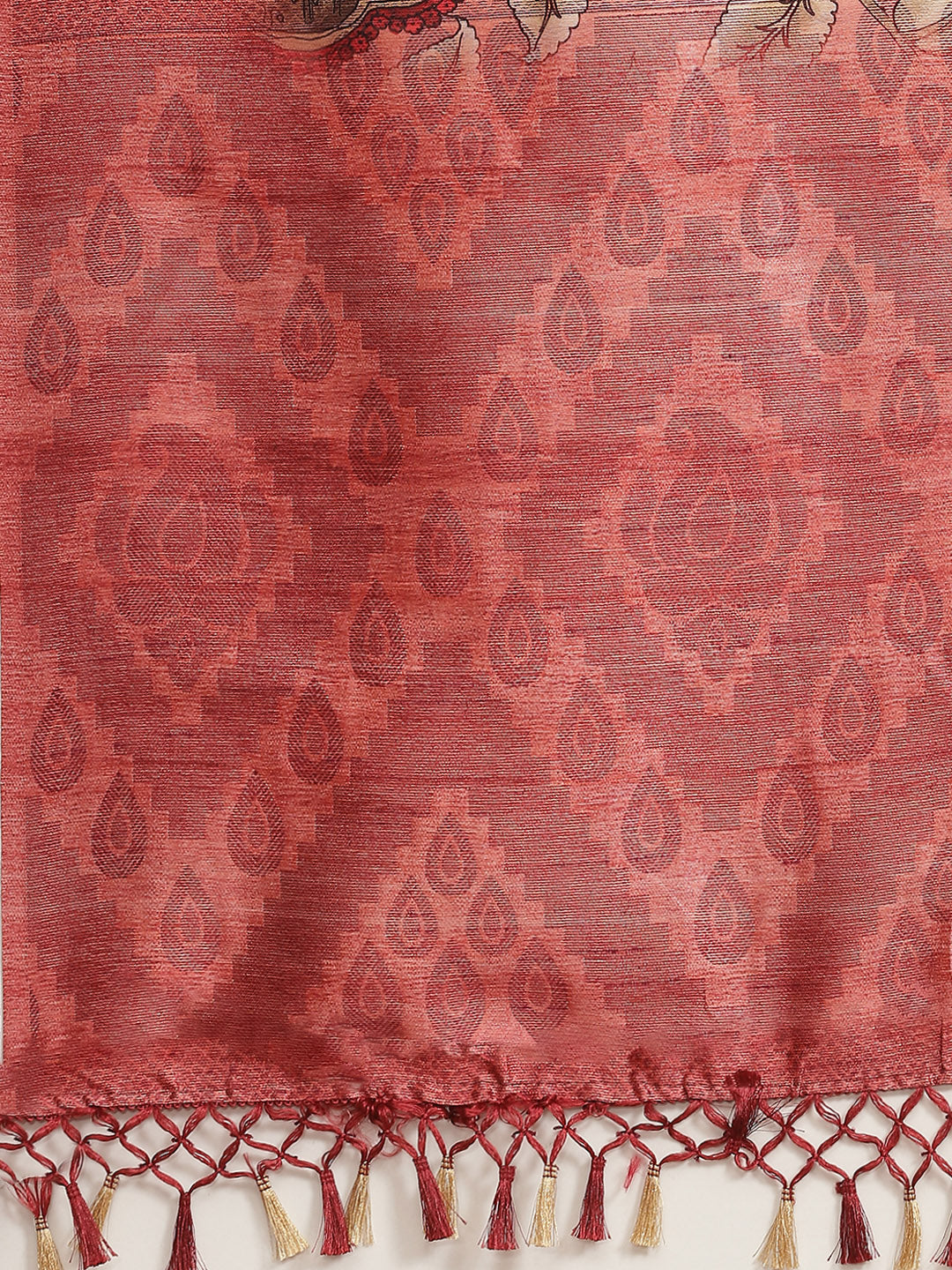 Pastel Peach Floral Digital Printed Silk Saree With Blouse