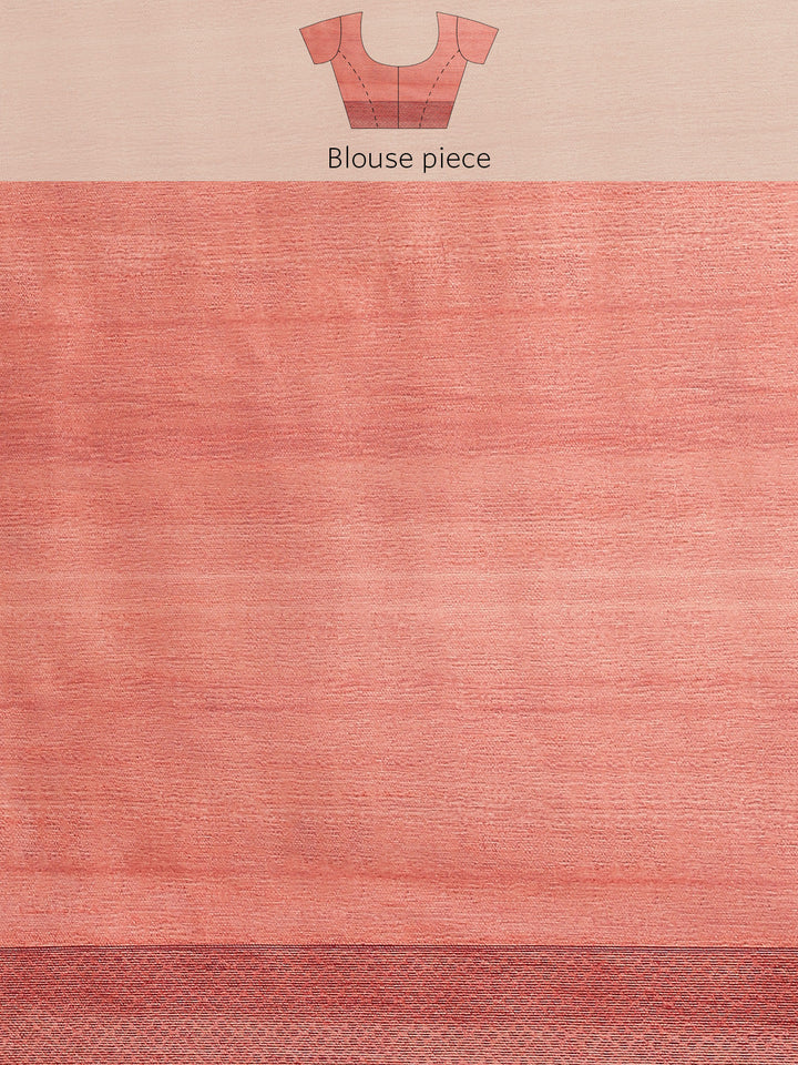 Pastel Peach Floral Digital Printed Silk Saree With Blouse