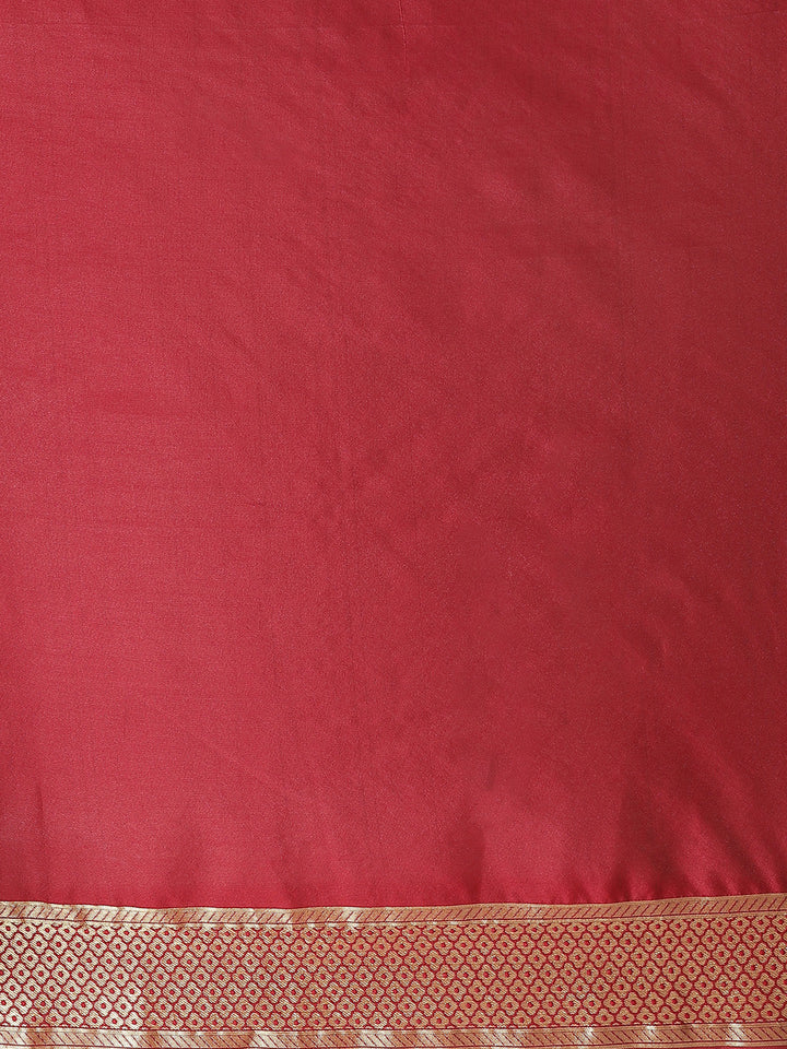 Banarasi Handloom Silk Saree with Gold Oxidised Zari Woven Paisleys in a rich jaal