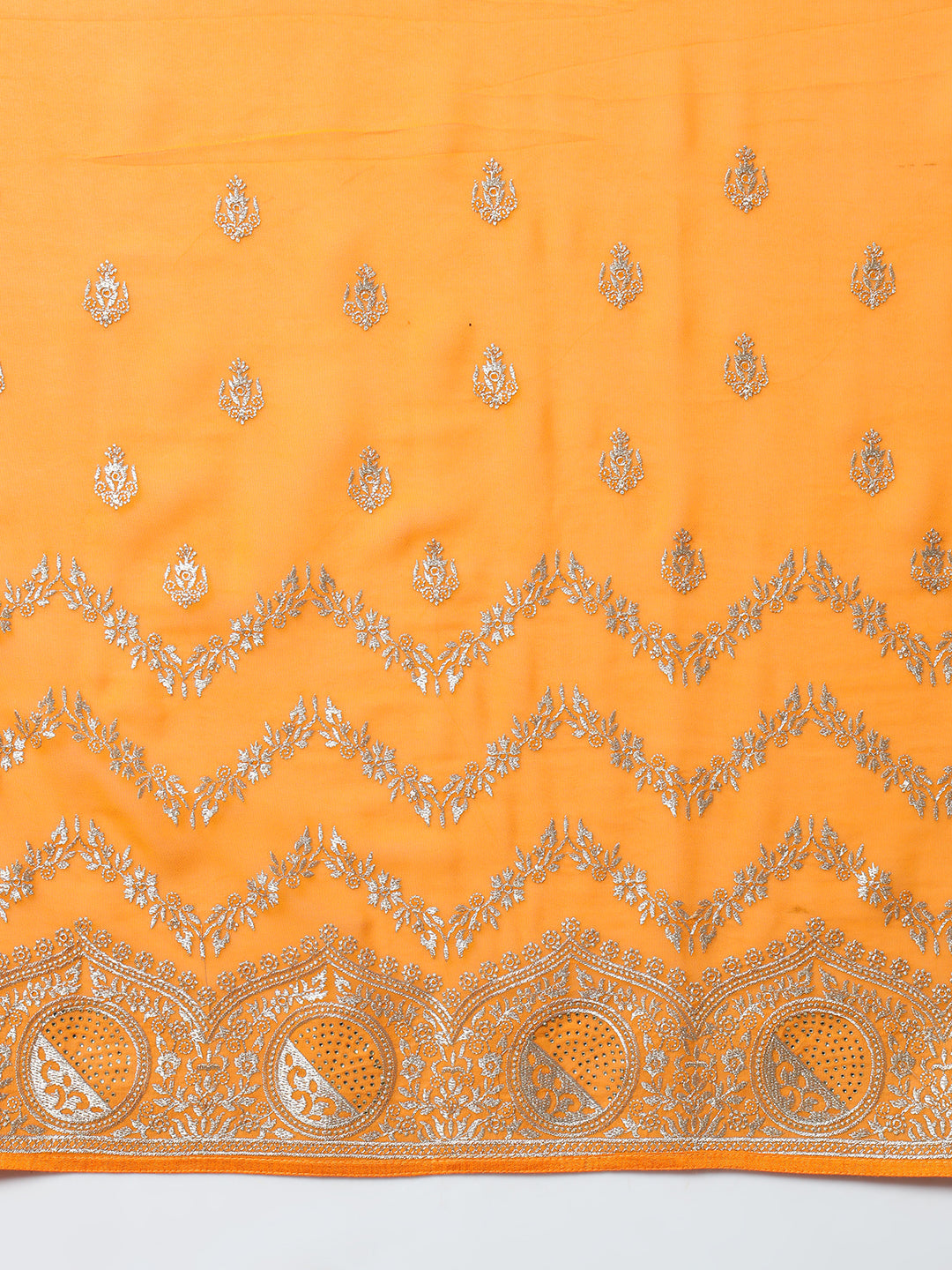 Mustard Georgette Haldi Saree with Crystal Embellishments