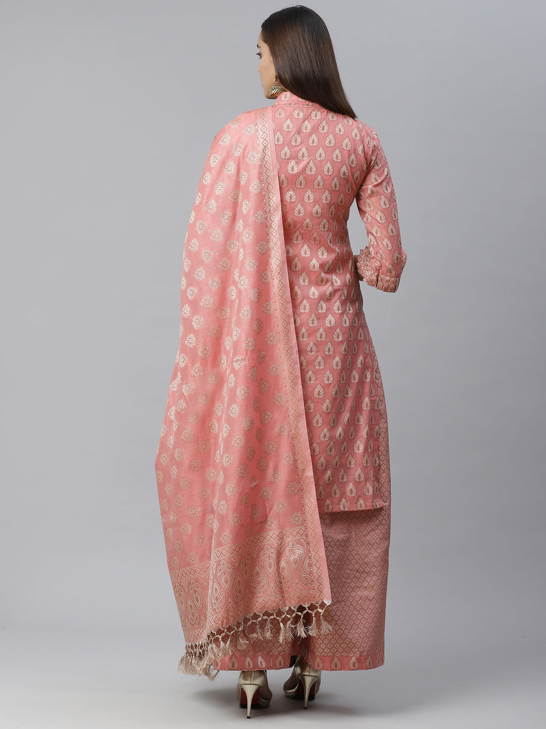 Handloom Chanderi Kurta Set with Resham Weave Paisley Pattern & Banarasi Dupatta