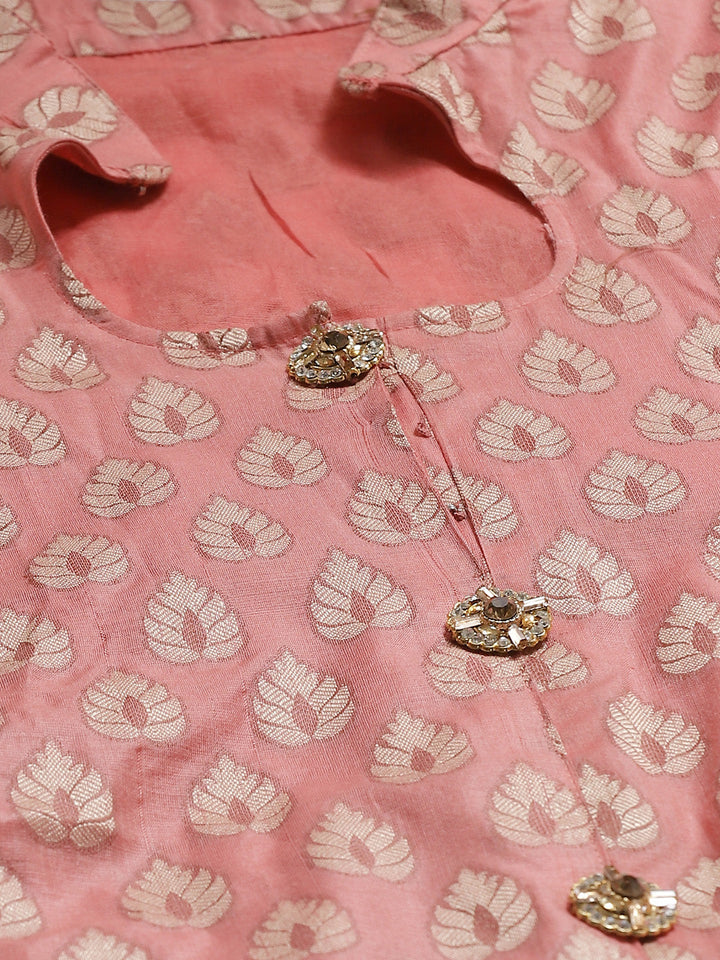 Handloom Chanderi Kurta Set with Resham Weave Paisley Pattern & Banarasi Dupatta