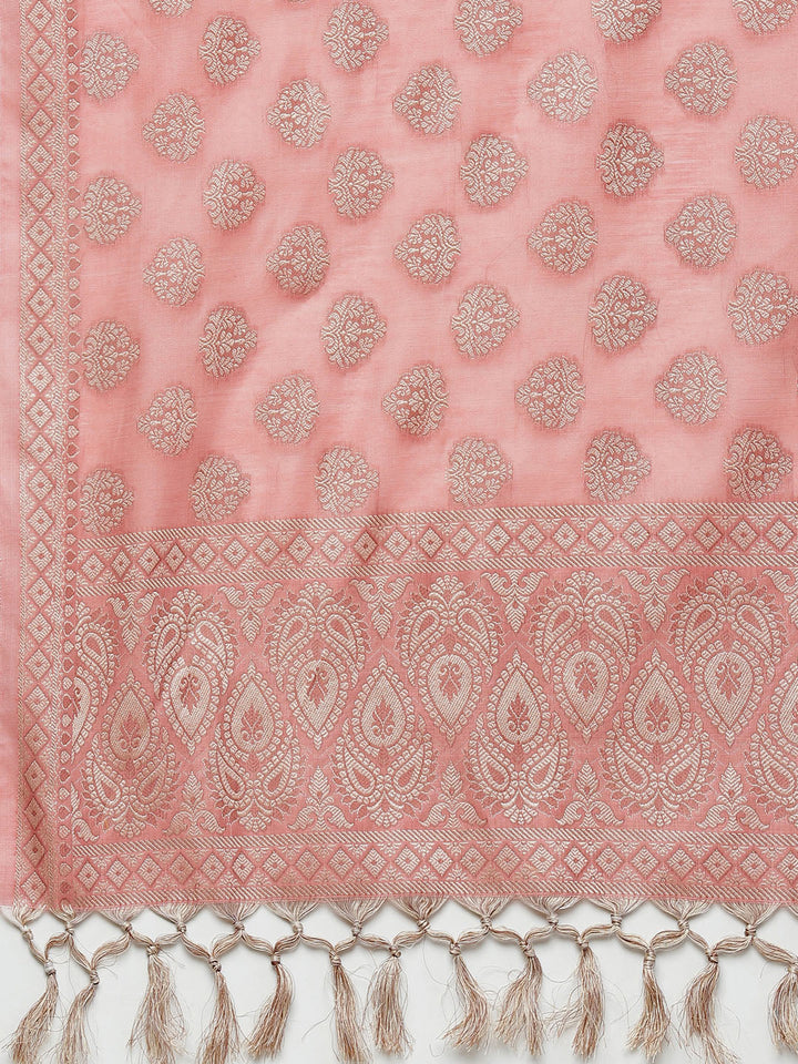 Handloom Chanderi Kurta Set with Resham Weave Paisley Pattern & Banarasi Dupatta