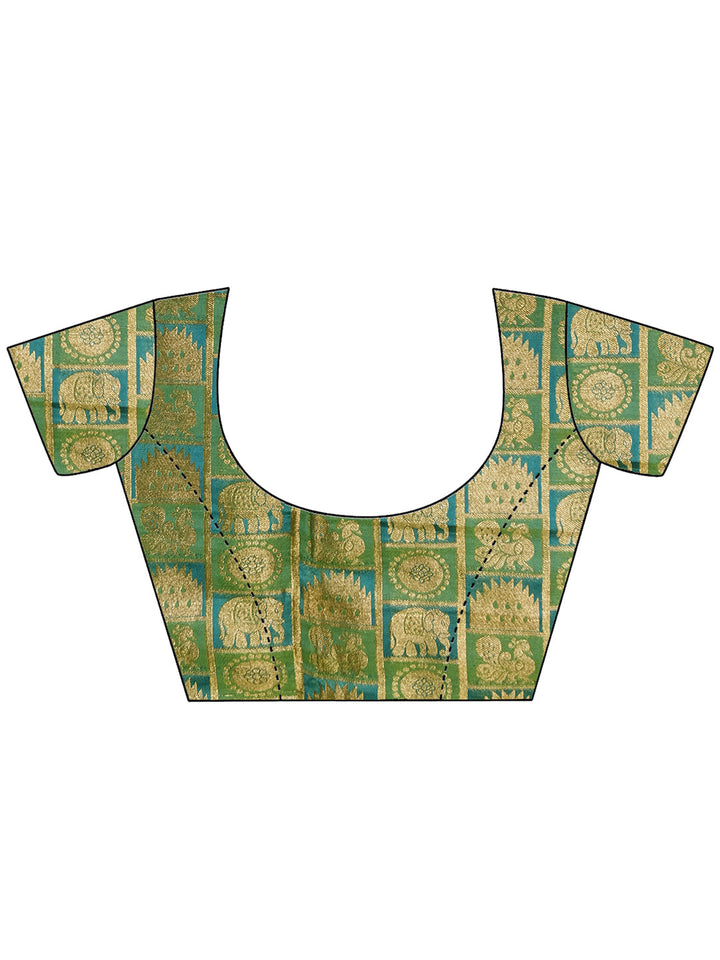 Satin Silk Saree with Zari Woven Stripes and Brocade Blouse