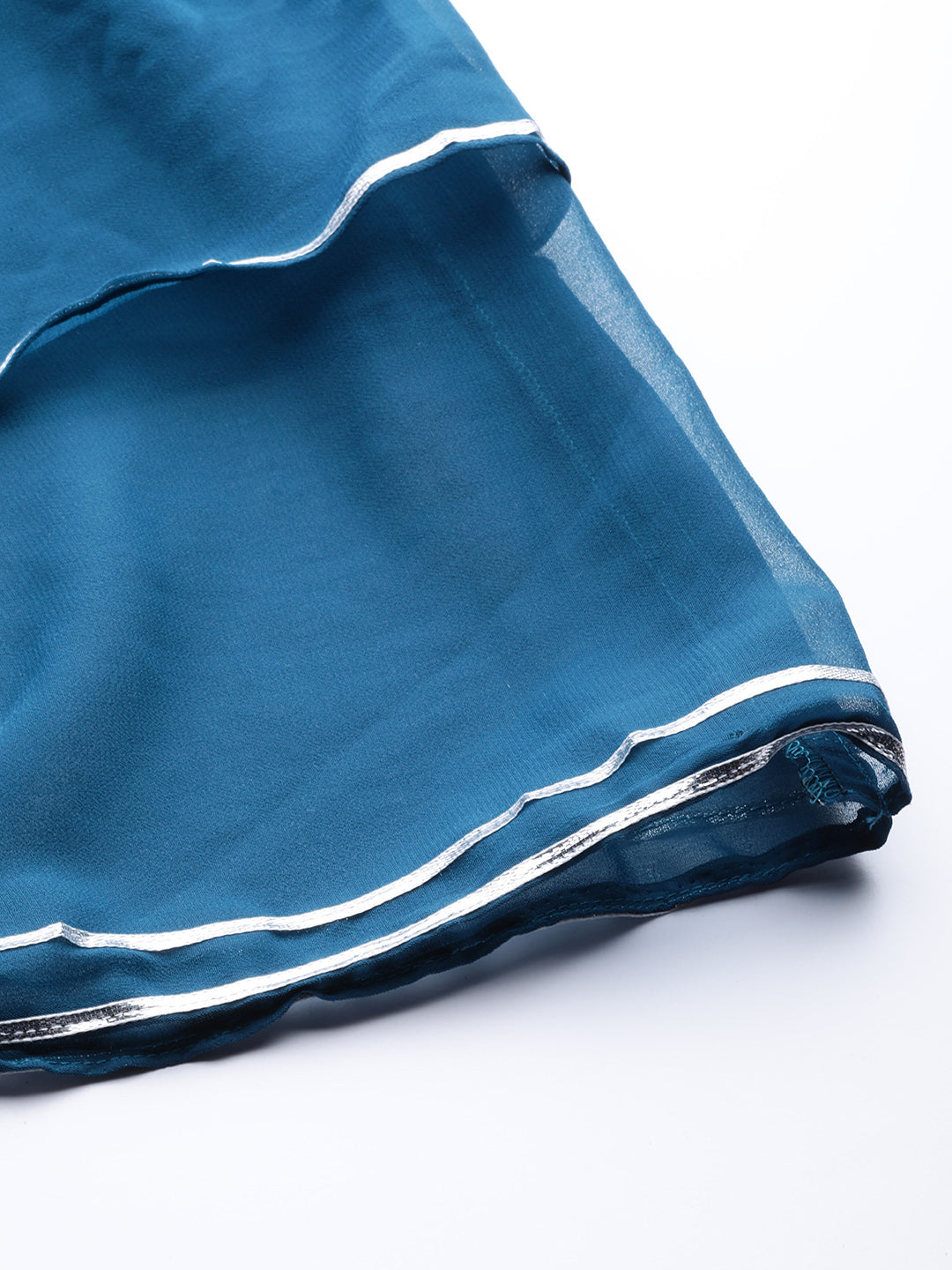 Mirror Work Embellished Kurta With 3 Layered Sharara & Ruffled Dupatta