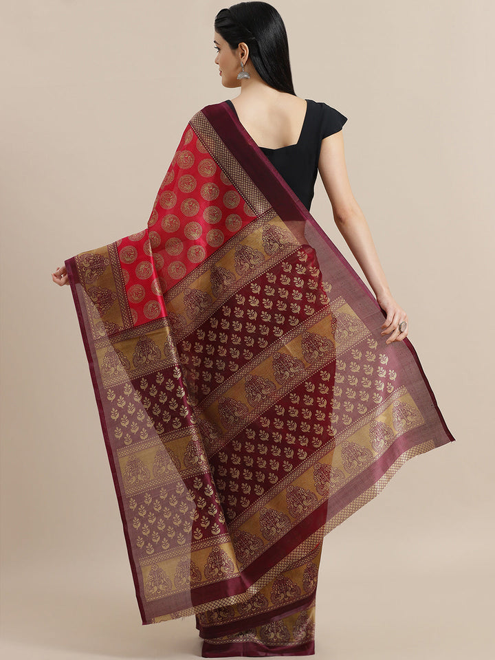 Bhagalpuri Silk Printed Saree with Animal Motifs