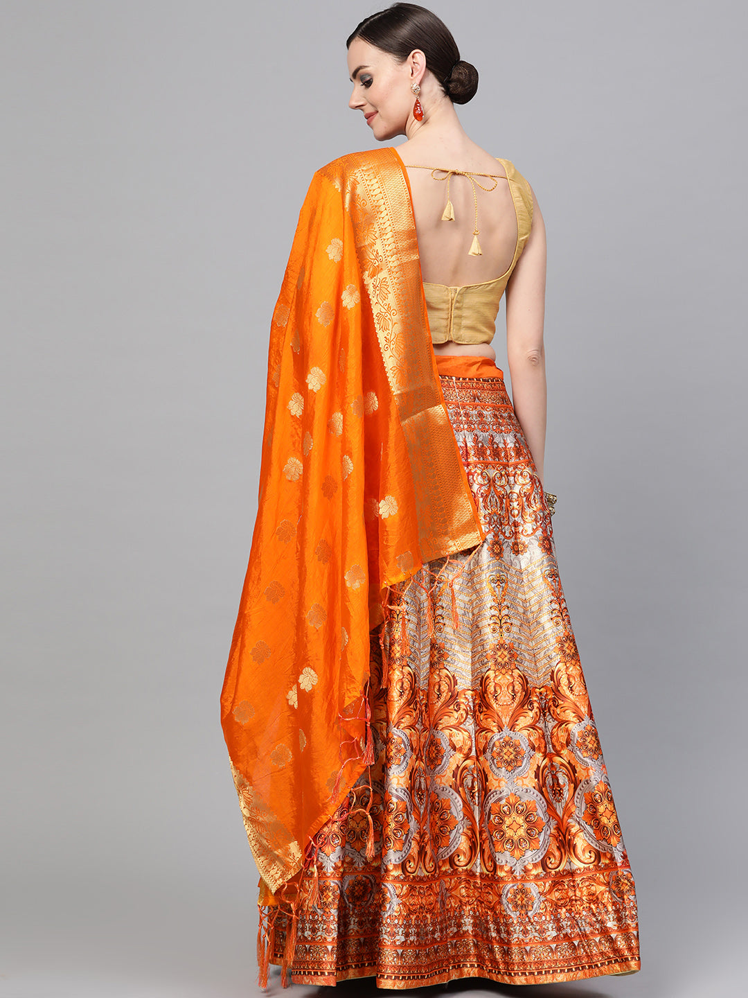 Digital Print Lehenga with Banarasi Dupatta and Embroidered Blouse
