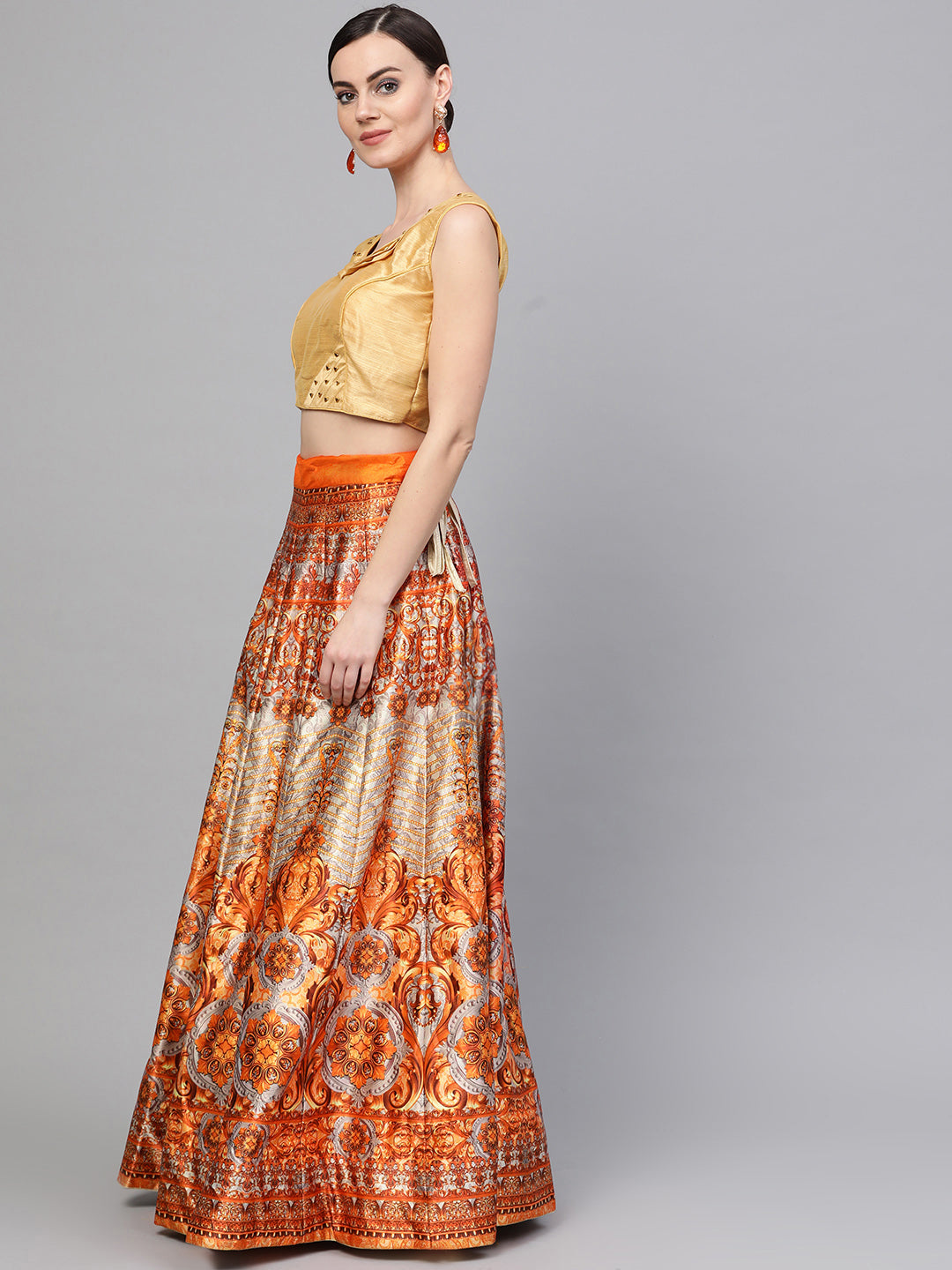 Digital Print Lehenga with Banarasi Dupatta and Embroidered Blouse