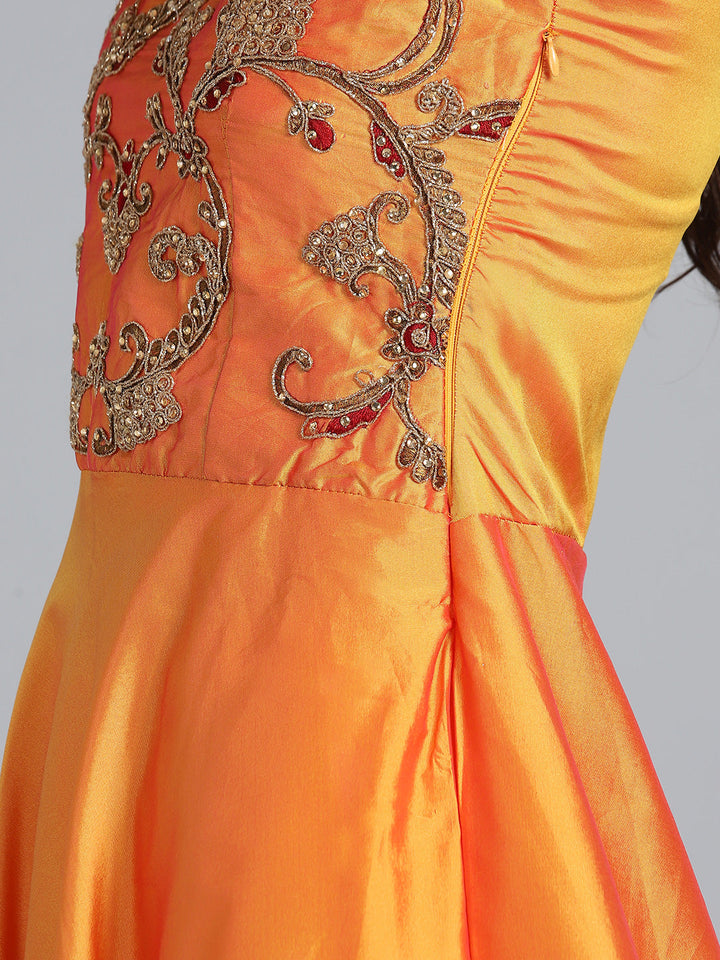 Embroidered Flared Suit with Banarasi dupatta
