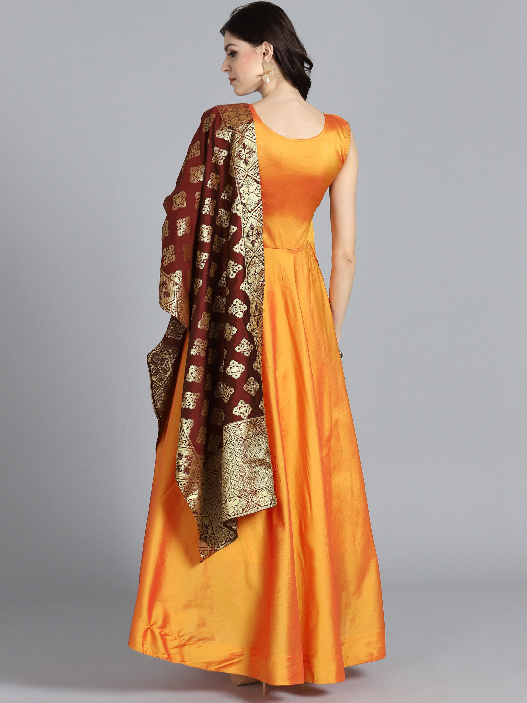 Embroidered Flared Suit with Banarasi dupatta