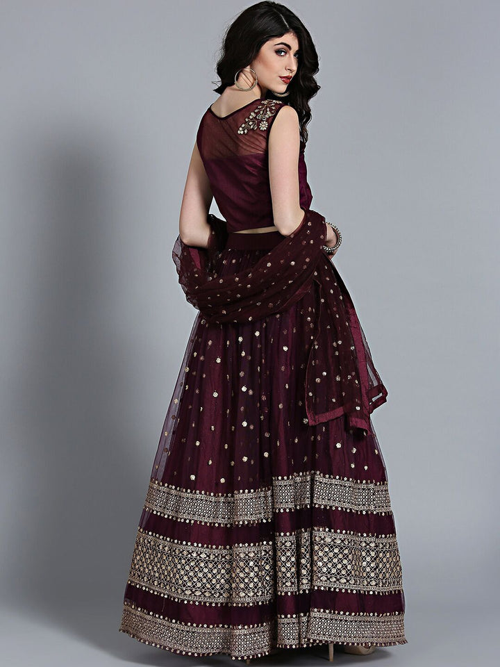 Resham Chikankari Lehenga with Kundan Embellished Crop Top