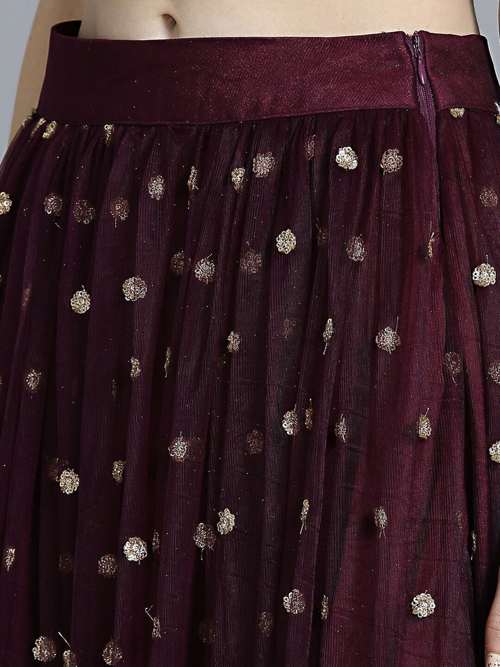 Resham Chikankari Lehenga with Kundan Embellished Crop Top