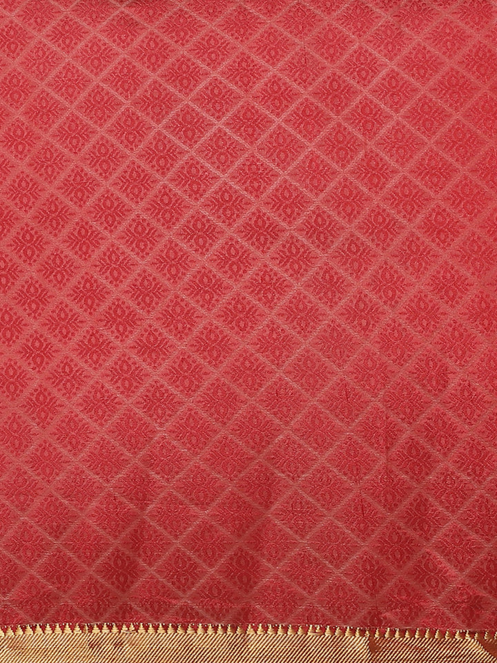 Traditional Banarasi Saree with Contrast peacock motif woven border