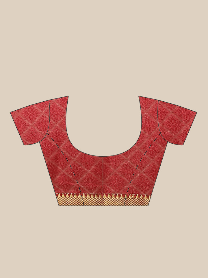 Traditional Banarasi Saree with Contrast peacock motif woven border
