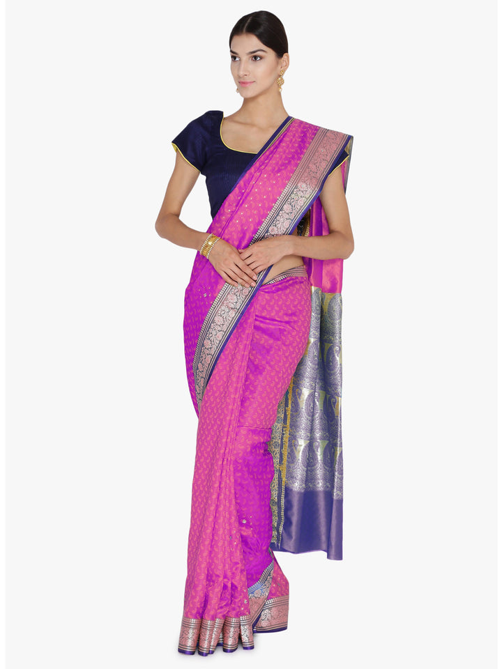 Purple Woven Design Banarasi Silk Saree