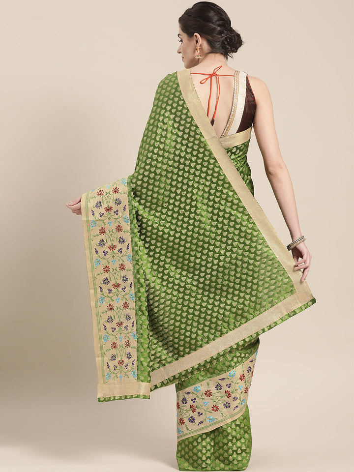 Chanderi Banarasi Silk saree with Resham Embroidery