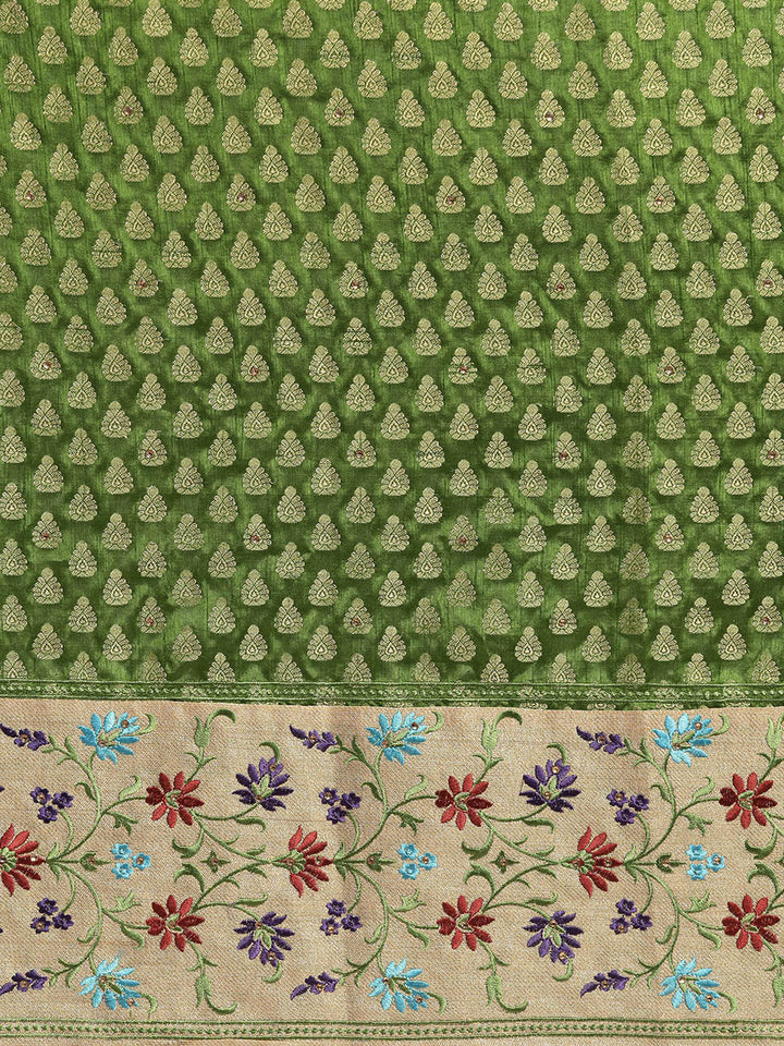 Chanderi Banarasi Silk saree with Resham Embroidery