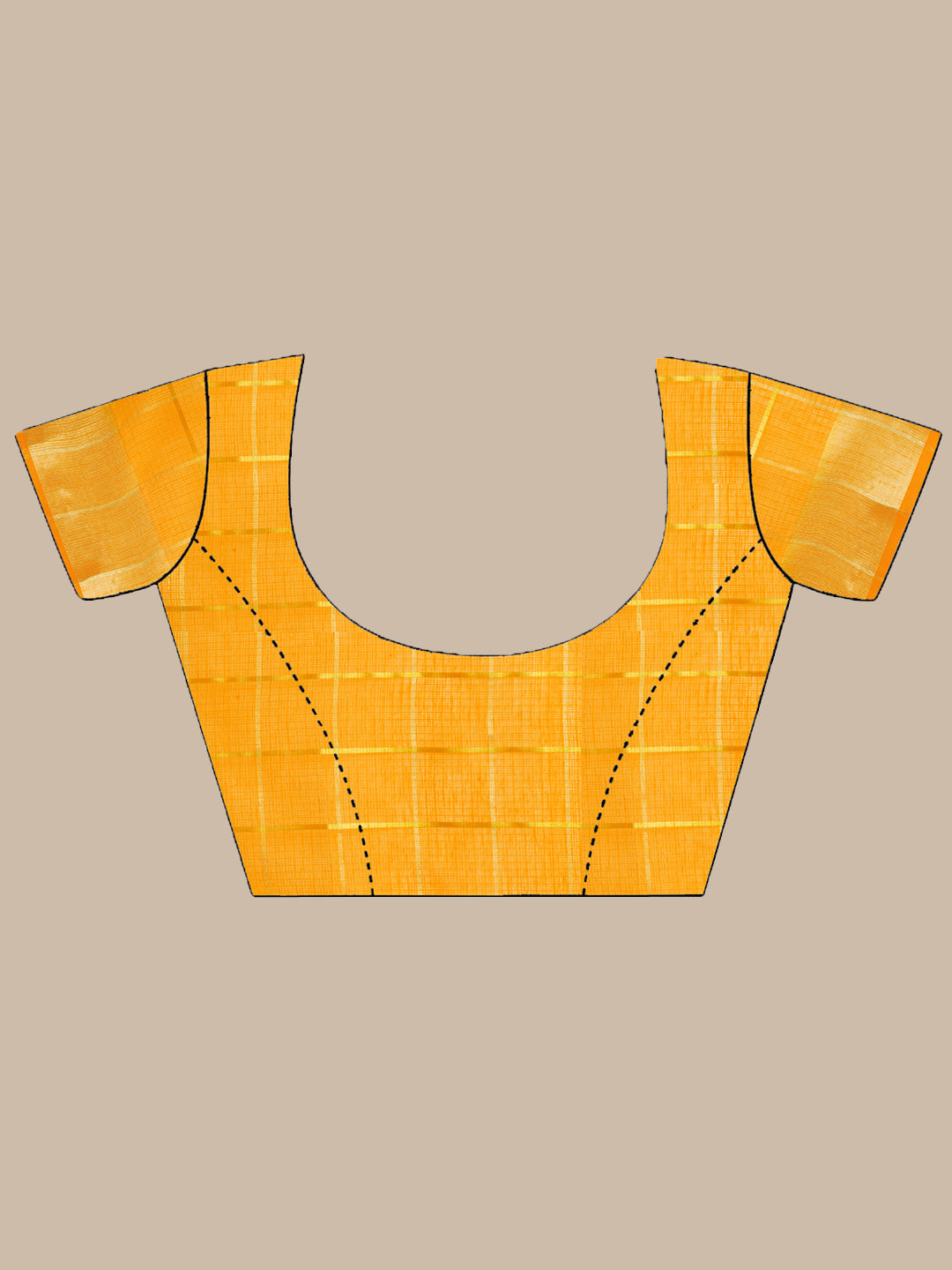 Yellow Chanderi Silk Kota saree with intricate Zari weaving in a striped pattern Saree