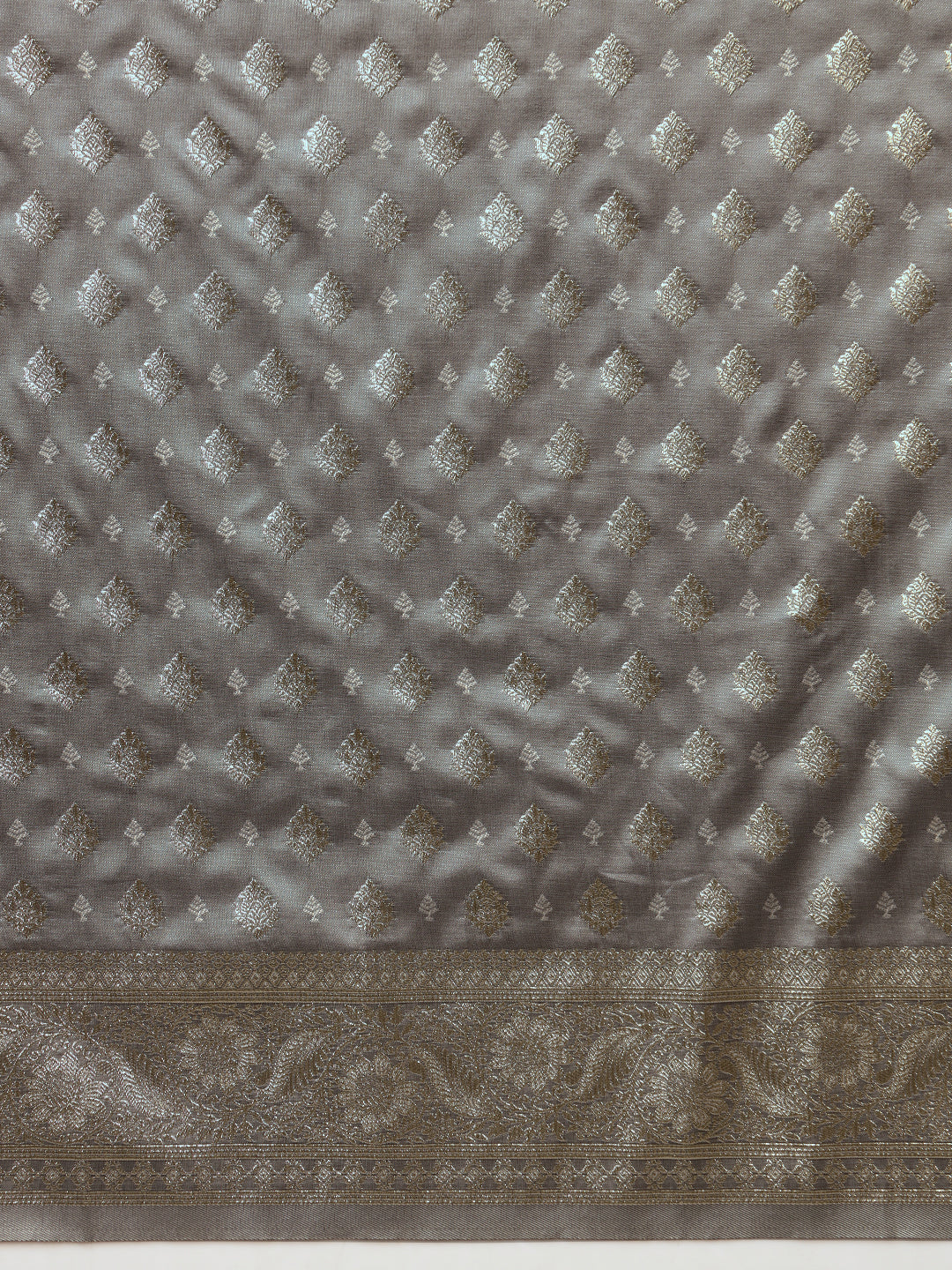 Grey Resham & Zari Woven Traditional Silk Banarasi Saree