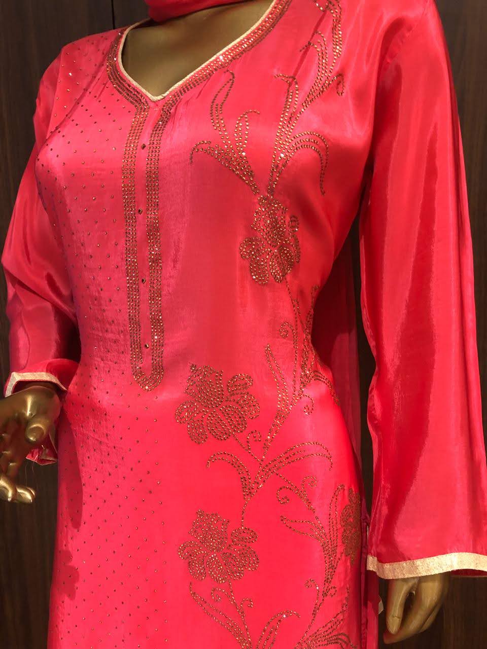 Crape Dress Material with sequence Work and nazneen Dupatta