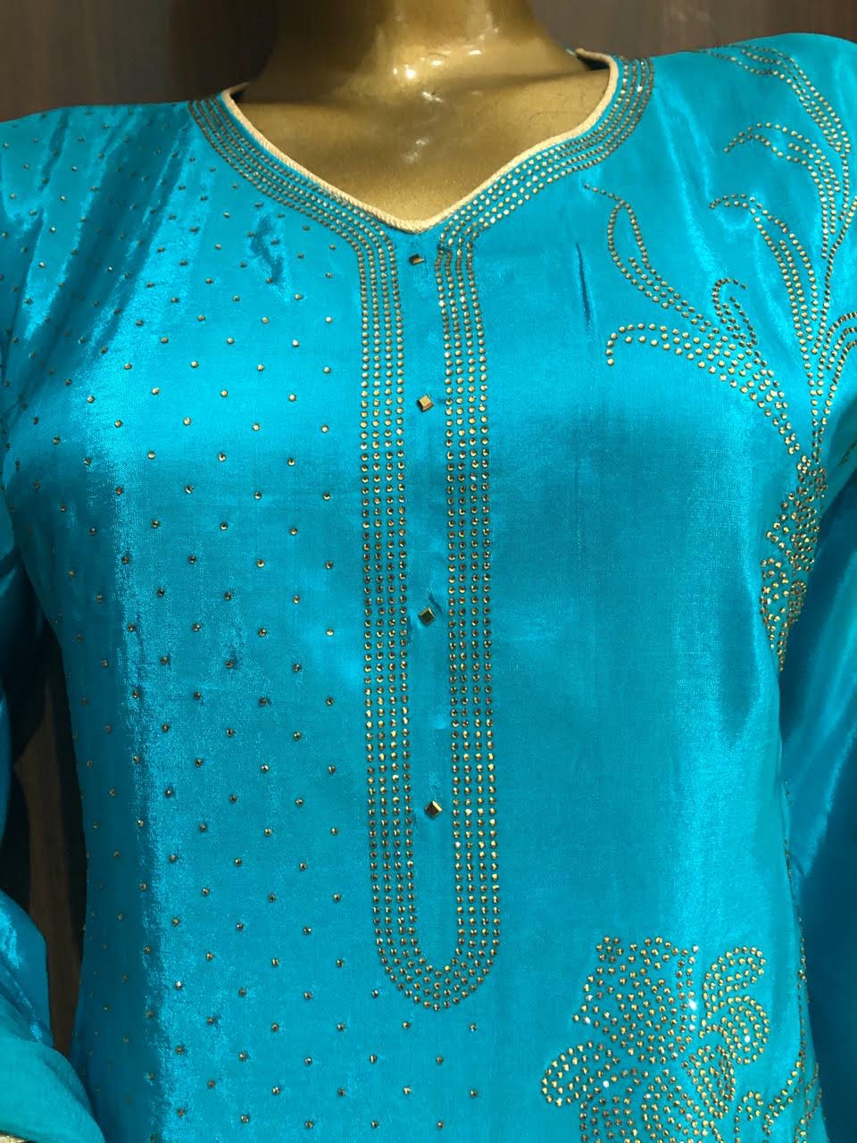Crepe Silk Dress Material with sequence Work and Chiffon Dupatta