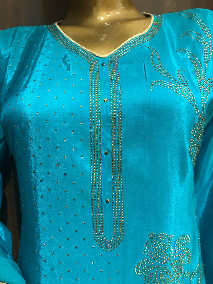 Crepe Silk Dress Material with sequence Work and Chiffon Dupatta