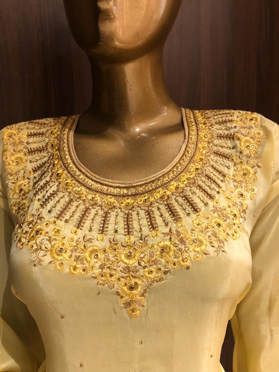 Crepe Silk Dress Material with Embroidery Work and Chiffon Dupatta