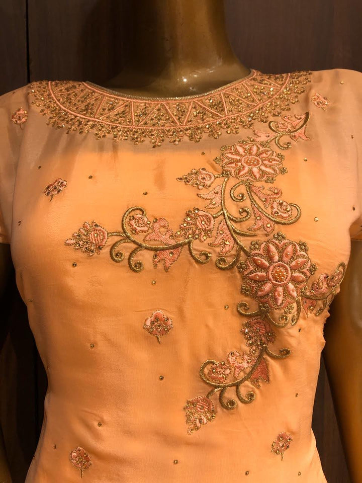 Crepe Silk Dress Material with Embroidery sequence Work and Chiffon Dupatta