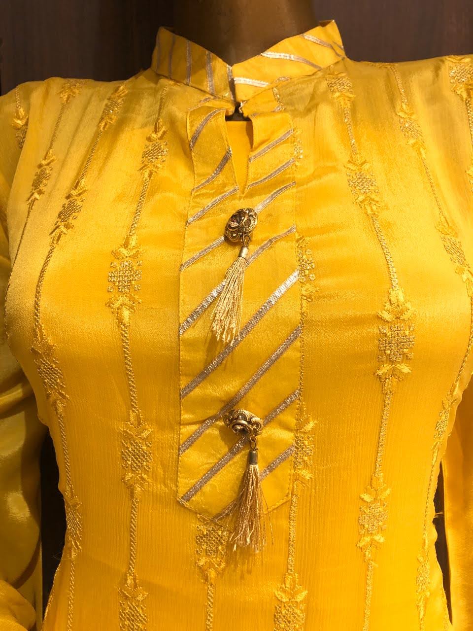 Crape Dress Material with Embroidery Work and Nazneen Dupatta