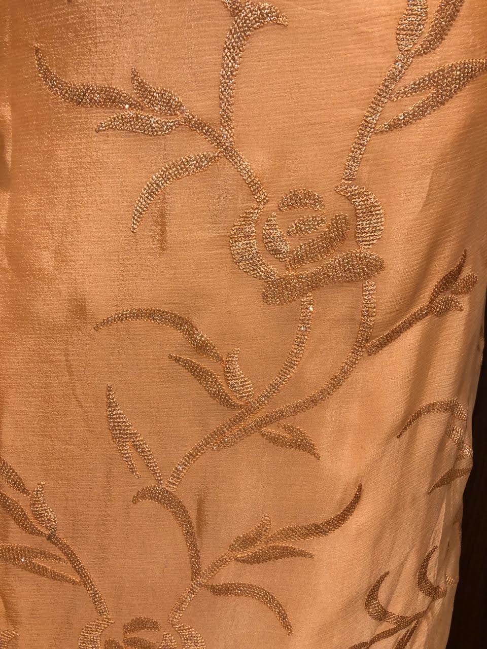 Crape Dress Material with Embroidery Work and Nazneen Dupatta