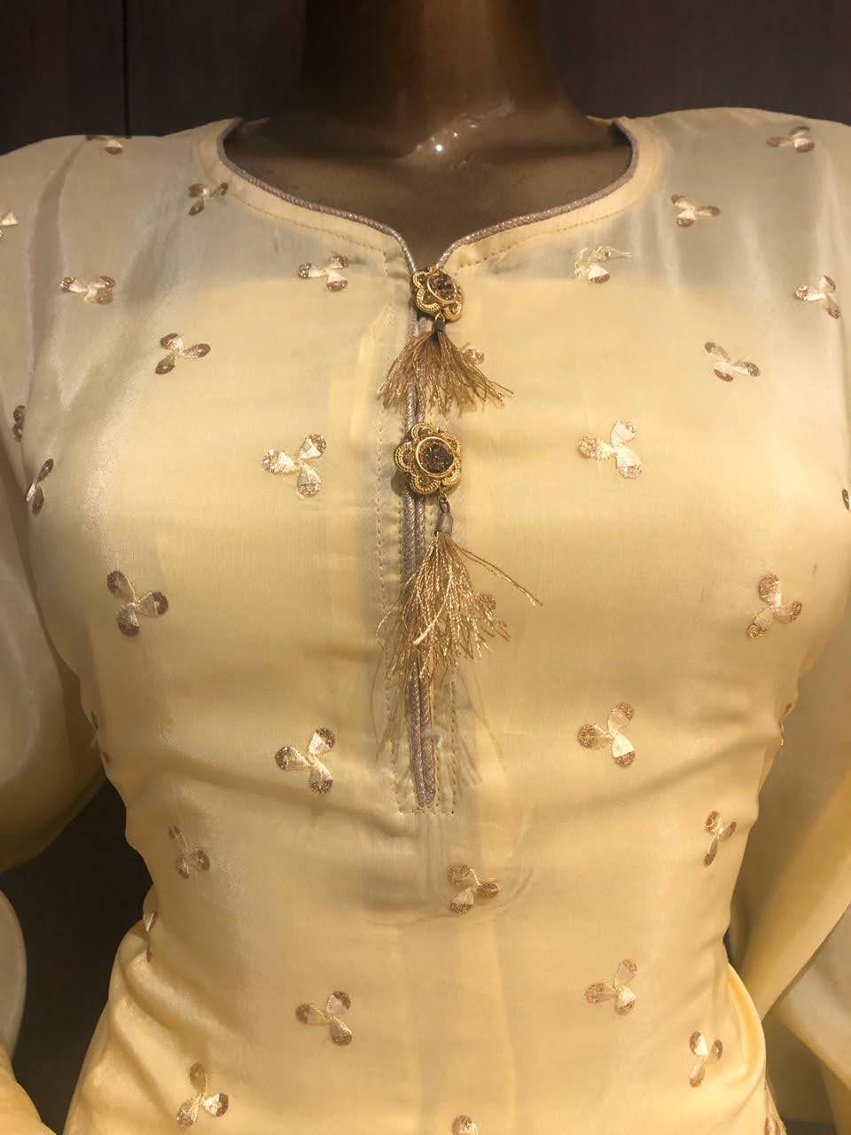 Crape Dress Material with Embroidery Work and Nazneen Dupatta