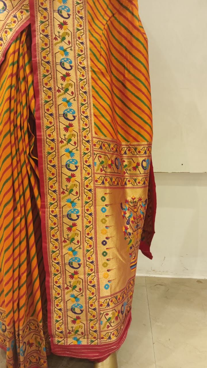 Chhabra 555 Mustard Printed Cotton Blended Saree Embellished With Zari Border